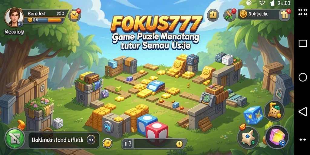 Screenshot permainan FOKUS777 menampilkan tantangan Puzzle yang seru.