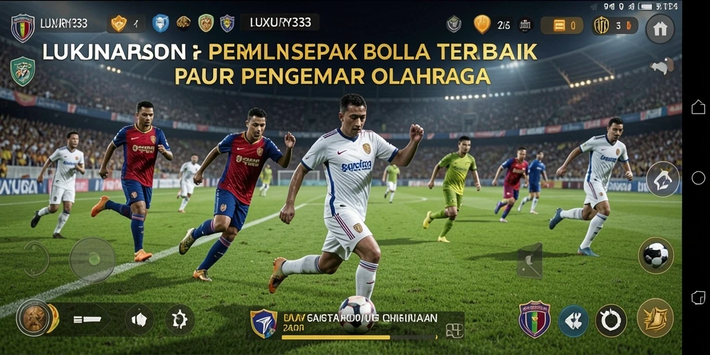 Screenshot utama LUXURY333 yang menampilkan aksi gameplay sepak bola yang mendebarkan.