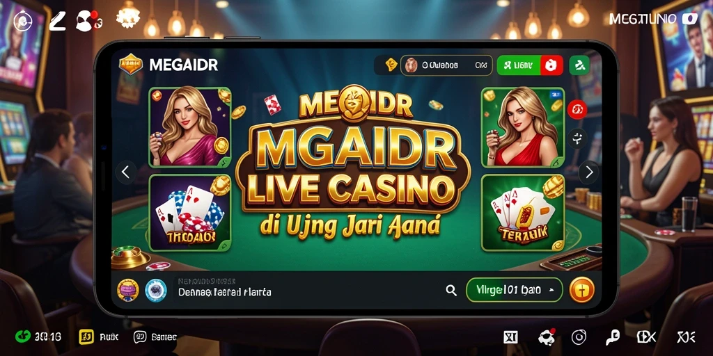 Screenshot gameplay Live Casino MEGAIDR yang menampilkan dealer dan pemain.